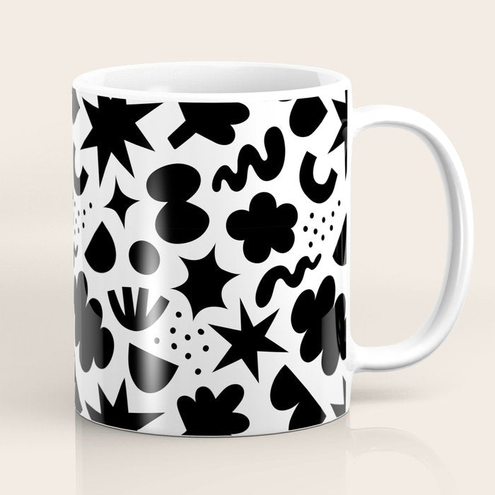 Abstract black and white organic shape pattern Coffee Mug Gallery Image 1
