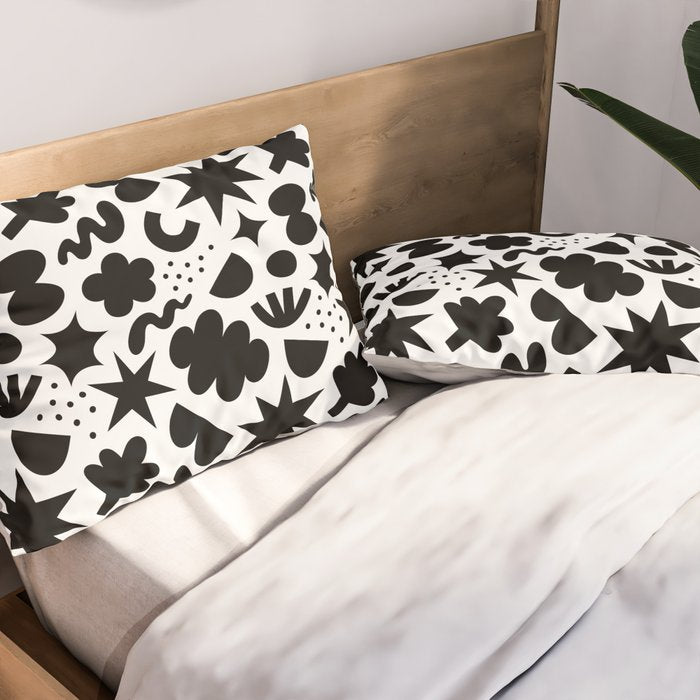 Abstract black and white organic shape pattern Pillow Sham Gallery Image 2