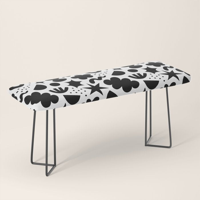 Abstract black and white organic shape pattern Bench Gallery Image 1