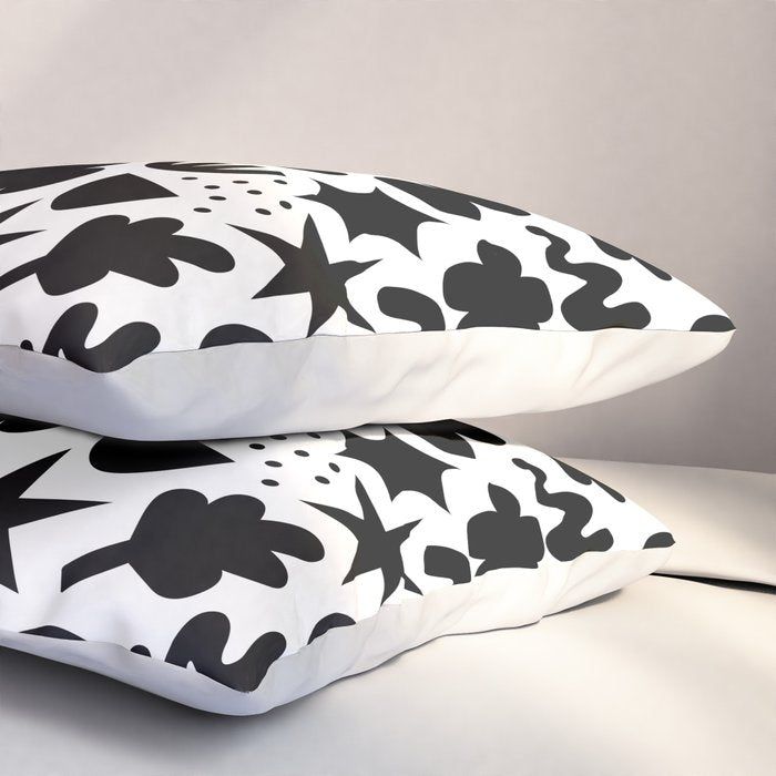 Abstract black and white organic shape pattern Pillow Sham Gallery Image 3