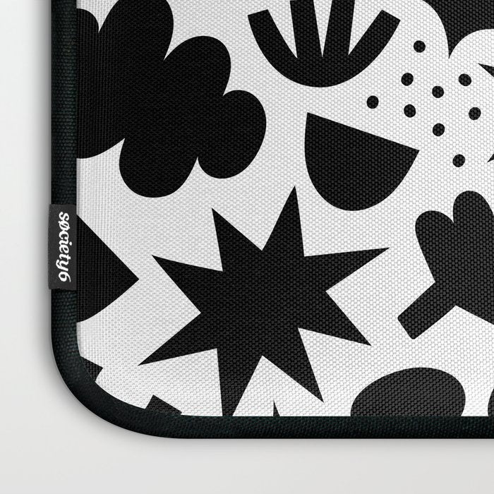 Abstract black and white organic shape pattern Laptop Sleeve Gallery Image 3