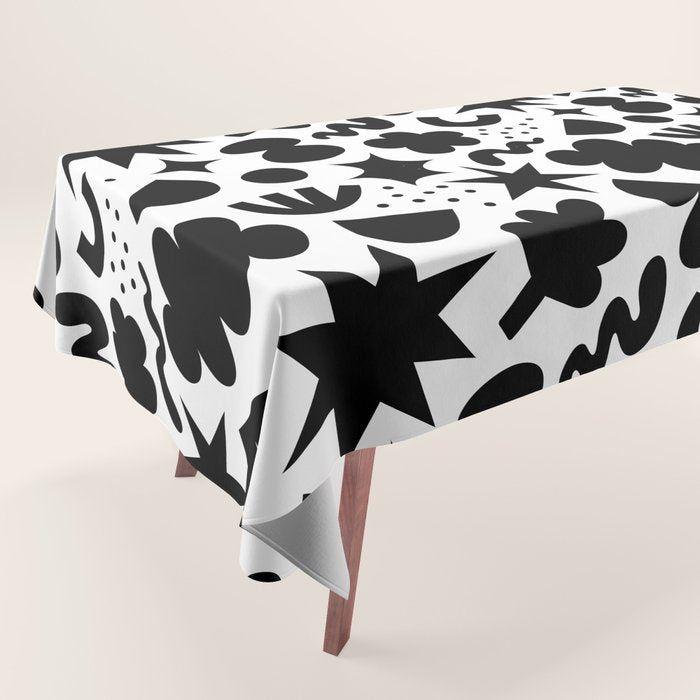 Abstract black and white organic shape pattern Tablecloth Gallery Image 1