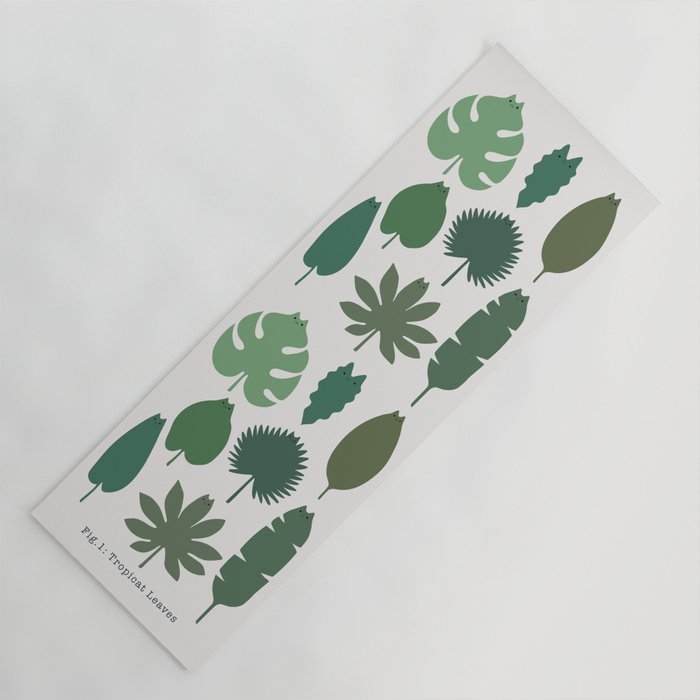 Cat and Plant 39: Tropicat Leaves Yoga Mat Gallery Image 1