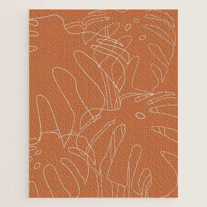 Monstera No2 Burnt Orange Jigsaw Puzzle Gallery Image 1