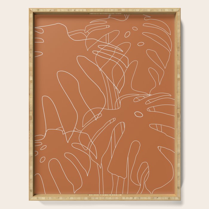 Monstera No2 Burnt Orange Serving Tray Gallery Image 1