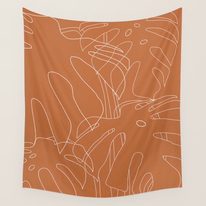 Monstera No2 Burnt Orange Wall Tapestry Gallery Image 4