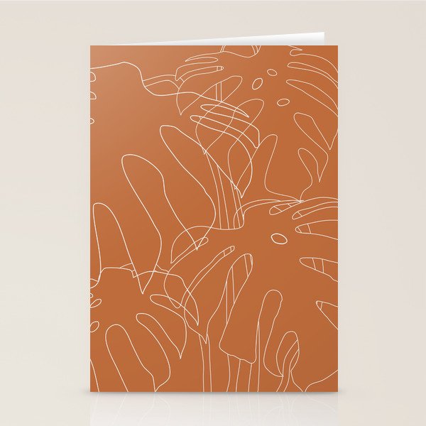 Monstera No2 Burnt Orange Stationery Card Gallery Image 2