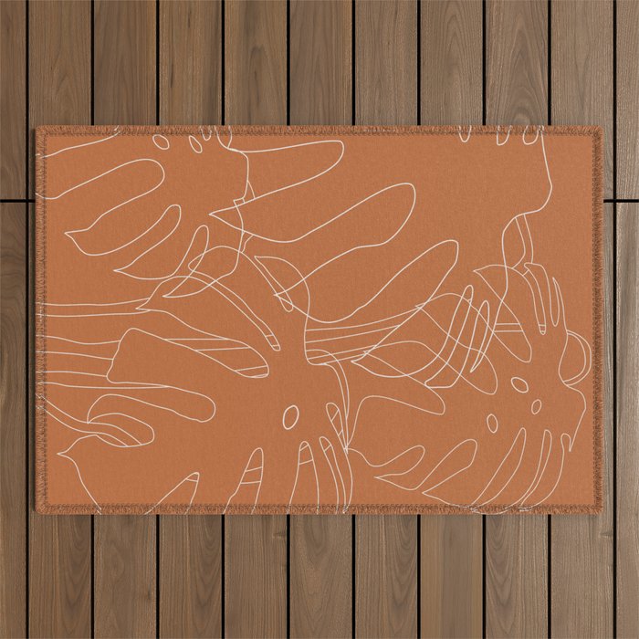 Monstera No2 Burnt Orange Outdoor Rug Gallery Image 1