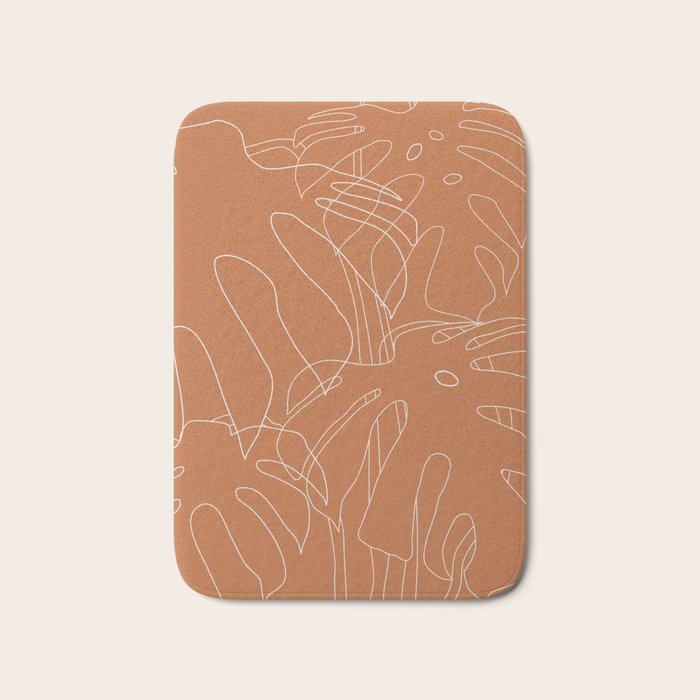 Monstera No2 Burnt Orange Bath Mat Gallery Image 1