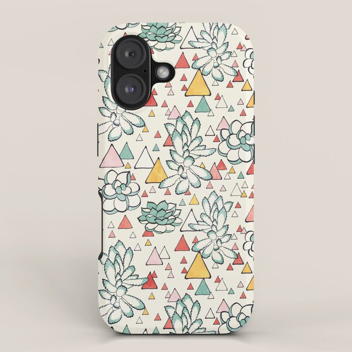 Succulent and triangles seamless pattern iPhone Case Gallery Image 1