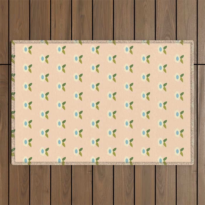 Simple Peach Floral - small flowers Outdoor Rug Gallery Image 1