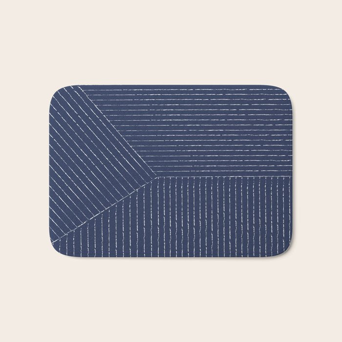 Lines (Navy) Bath Mat Gallery Image 1