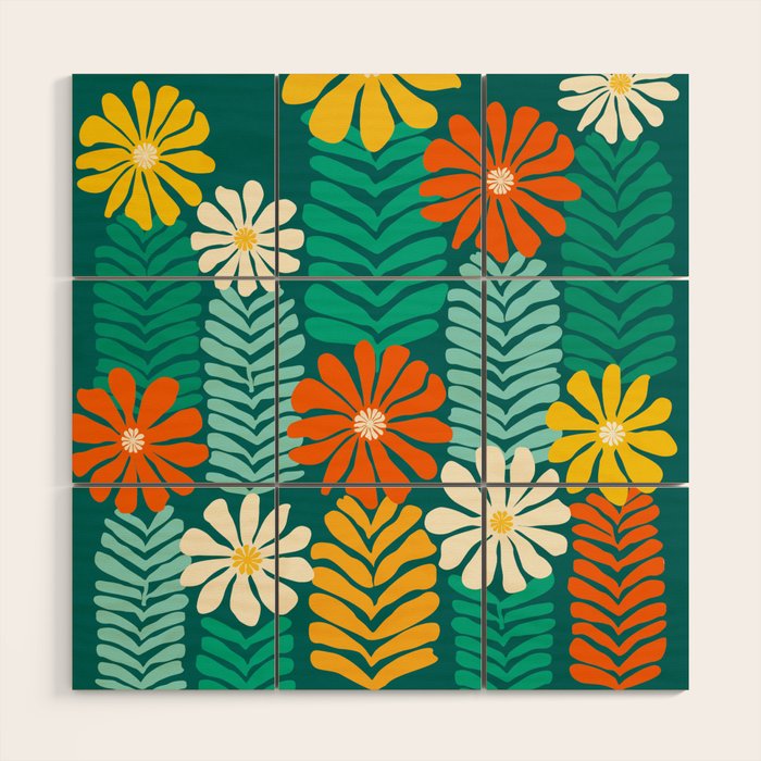 Minimal Meadow Abstract Floral Art Wood Wall Art Gallery Image 1