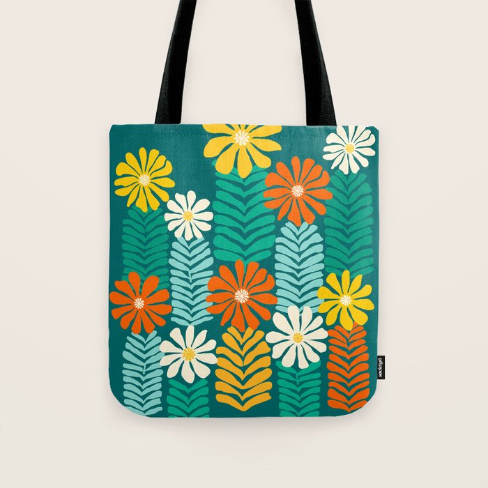Minimal Meadow Abstract Floral Art Tote Bag Gallery Image 1