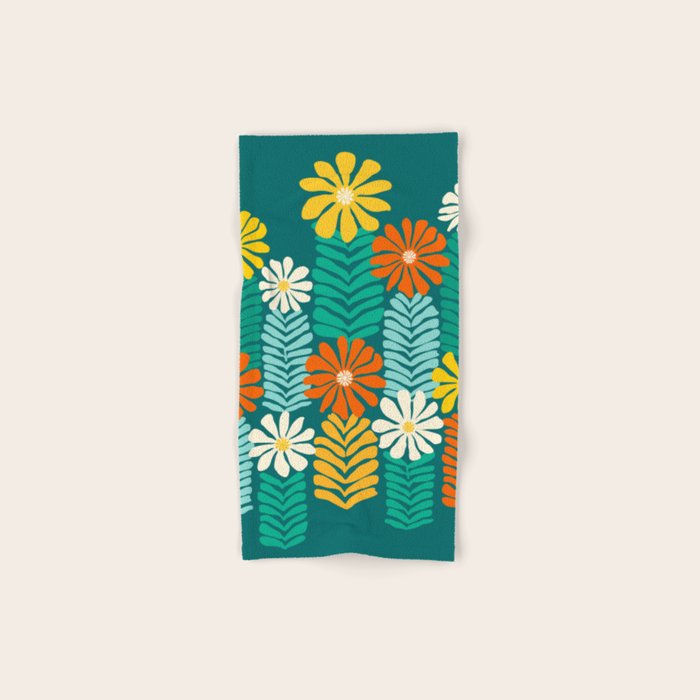 Minimal Meadow Abstract Floral Art Bath Towel Gallery Image 1