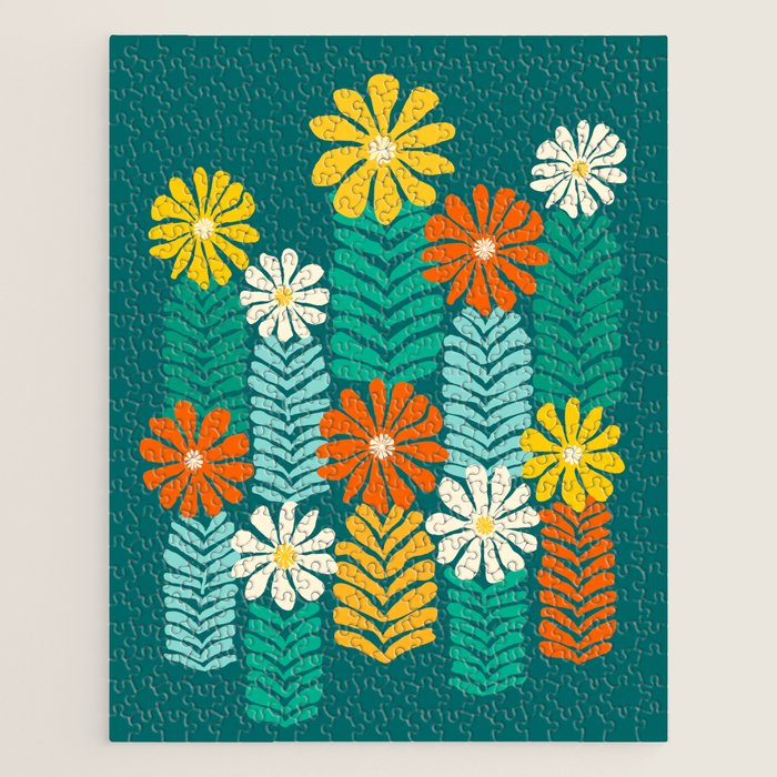 Minimal Meadow Abstract Floral Art Jigsaw Puzzle Gallery Image 1