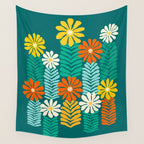 Minimal Meadow Abstract Floral Art Wall Tapestry Gallery Image 4