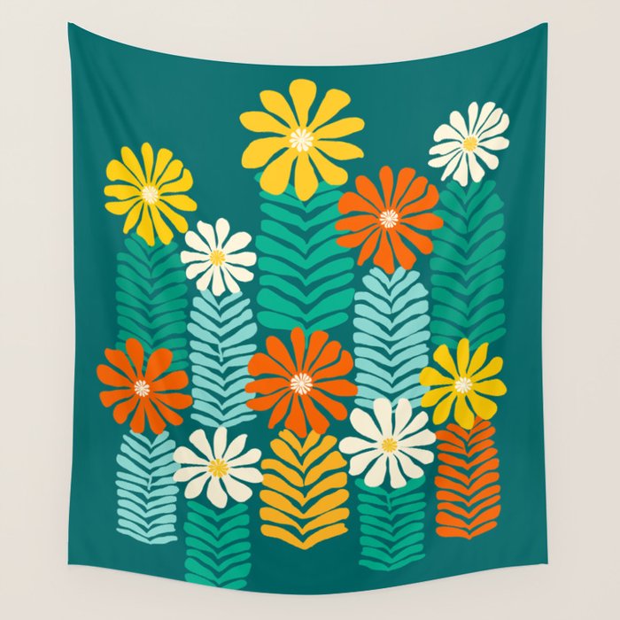 Minimal Meadow Abstract Floral Art Wall Tapestry Gallery Image 4