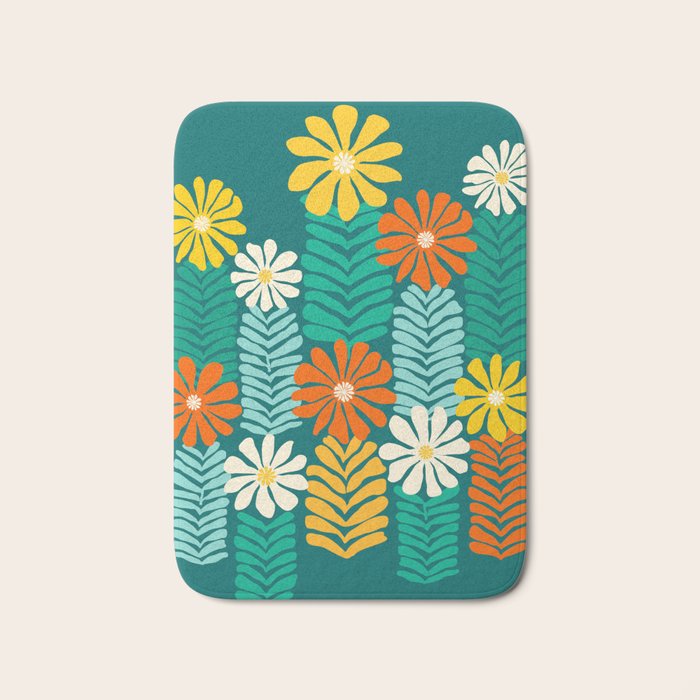 Minimal Meadow Abstract Floral Art Bath Mat Gallery Image 1