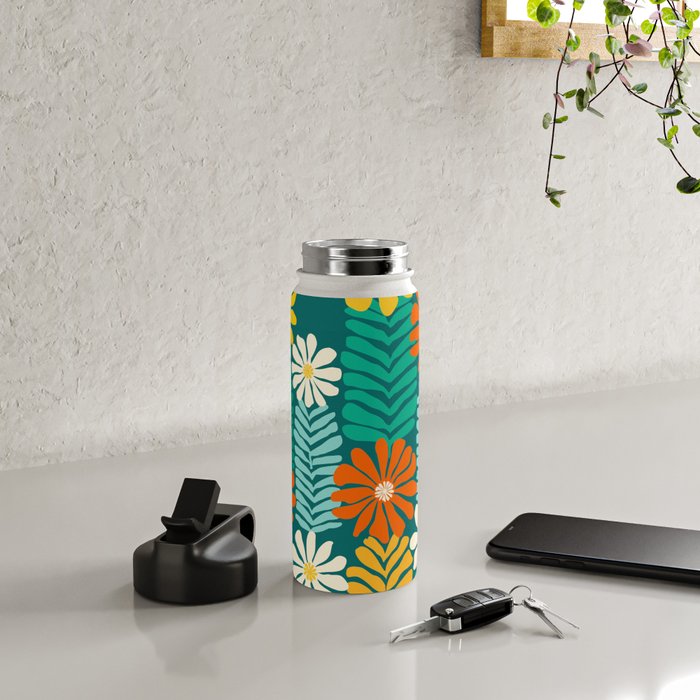 Minimal Meadow Abstract Floral Art Water Bottle Gallery Image 4