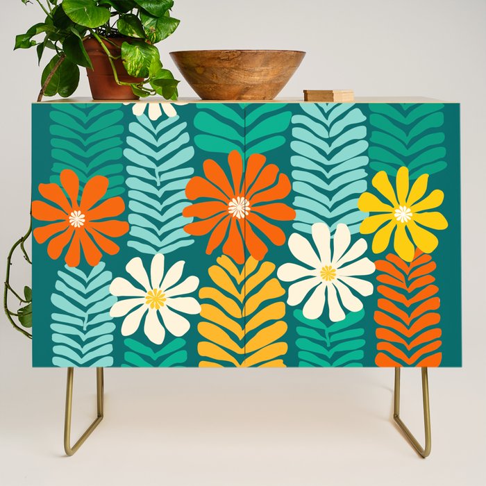 Minimal Meadow Abstract Floral Art Credenza Gallery Image 1
