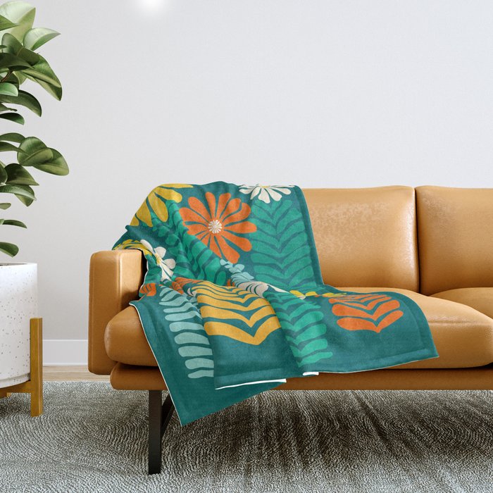 Minimal Meadow Abstract Floral Art Throw Blanket Gallery Image 1