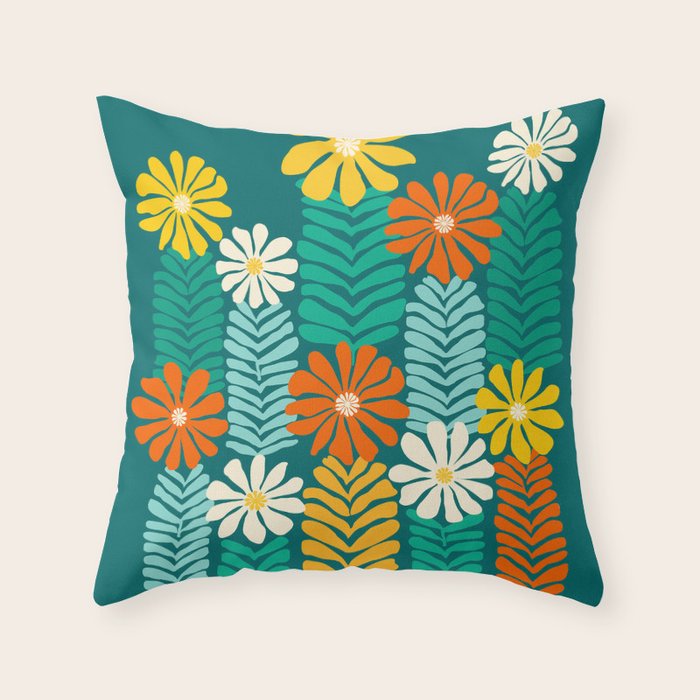 Minimal Meadow Abstract Floral Art Throw Pillow Gallery Image 6