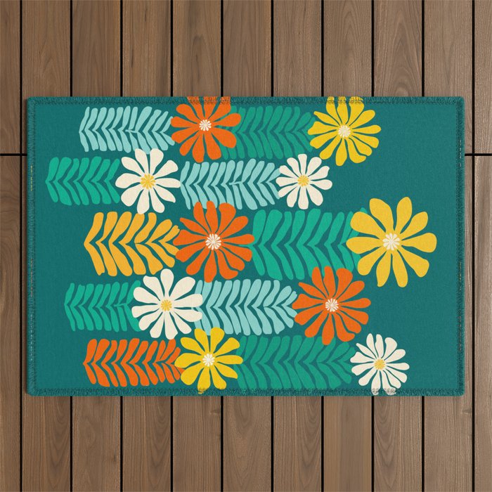 Minimal Meadow Abstract Floral Art Outdoor Rug Gallery Image 1