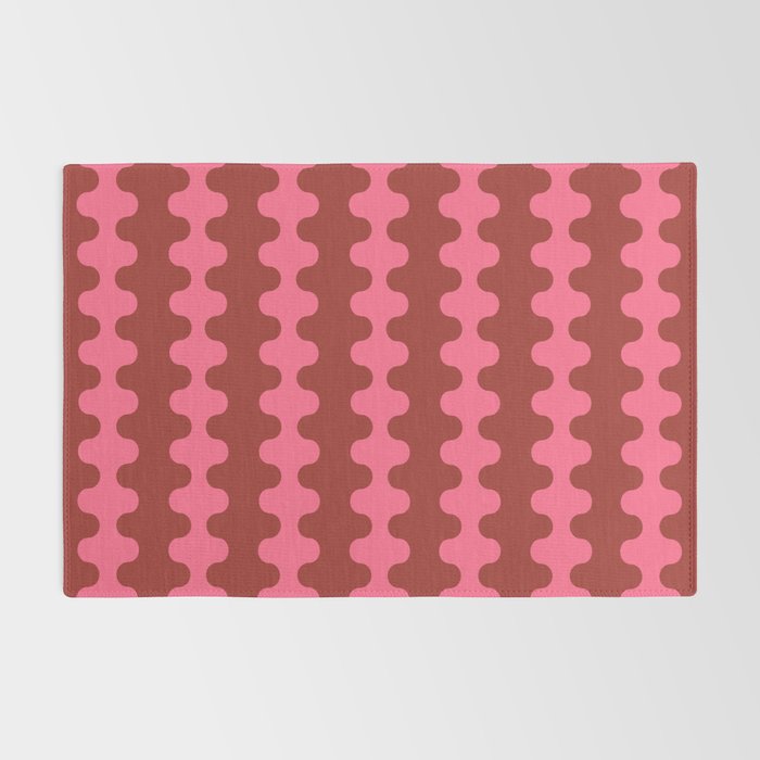 Wavy Stripes Ogee A-Go-Go Eclectic Vertical Pattern in Pink and Russet Rug Gallery Image 2