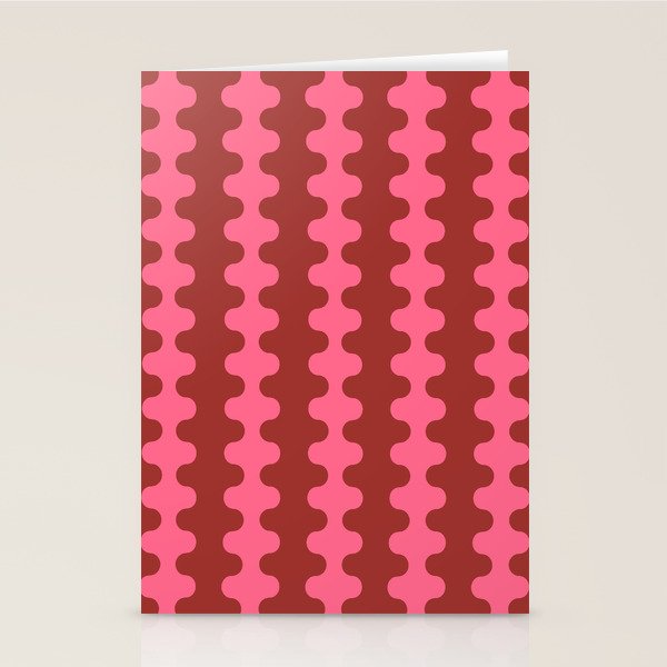 Wavy Stripes Ogee A-Go-Go Eclectic Vertical Pattern in Pink and Russet Stationery Card Gallery Image 2