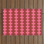 Wavy Stripes Ogee A-Go-Go Eclectic Vertical Pattern in Pink and Russet Outdoor Rug Gallery Image 1