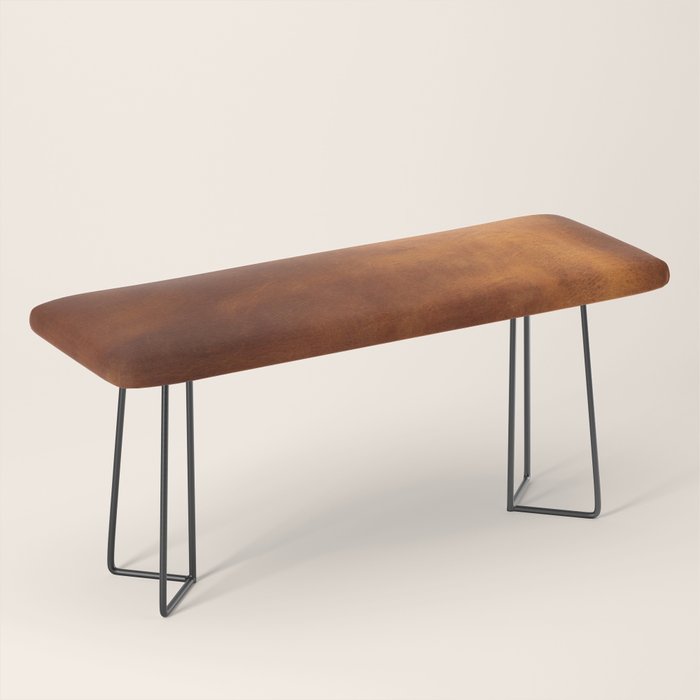 cognac suede leather ( faux  ) Bench Gallery Image 1