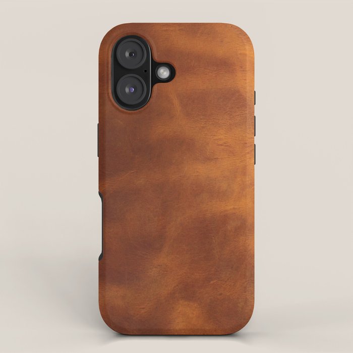 cognac suede leather ( faux  ) iPhone Case Gallery Image 1