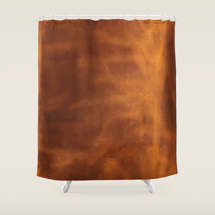 cognac suede leather ( faux  ) Shower Curtain Gallery Image 1