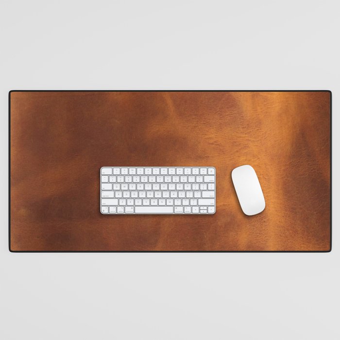 cognac suede leather ( faux  ) Desk Mat Gallery Image 1