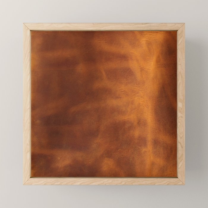 cognac suede leather ( faux  ) Mini Art Print Gallery Image 1