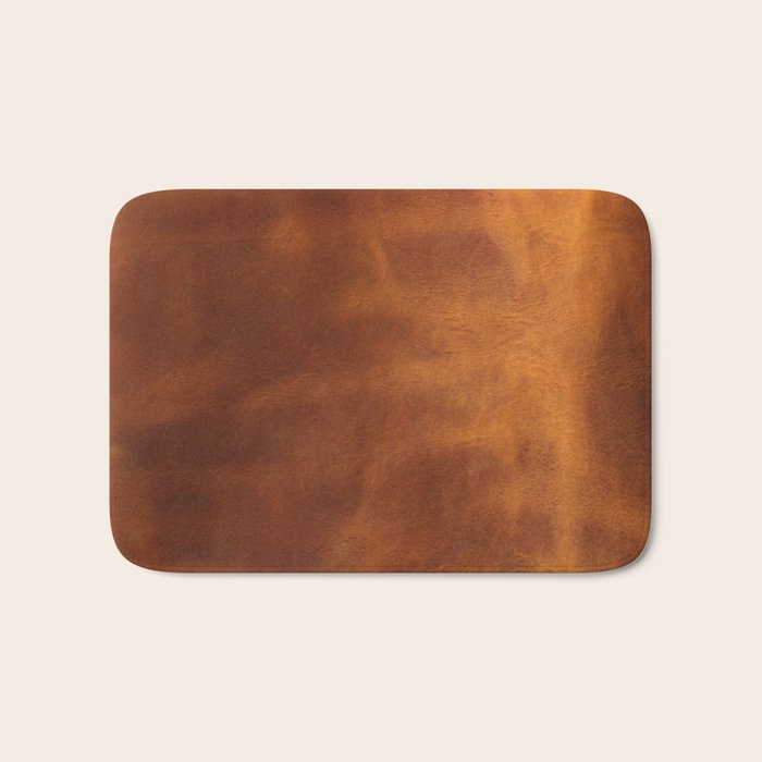 cognac suede leather ( faux  ) Bath Mat Gallery Image 1
