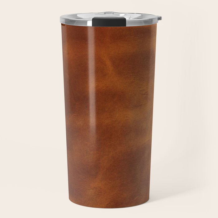 cognac suede leather ( faux  ) Travel Mug Gallery Image 1