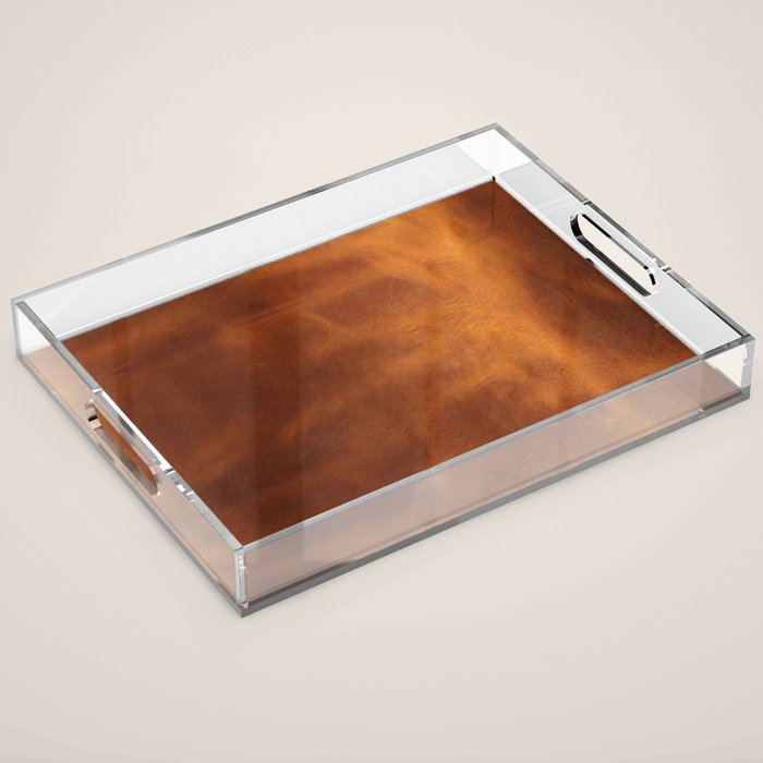 cognac suede leather ( faux  ) Acrylic Tray Gallery Image 1