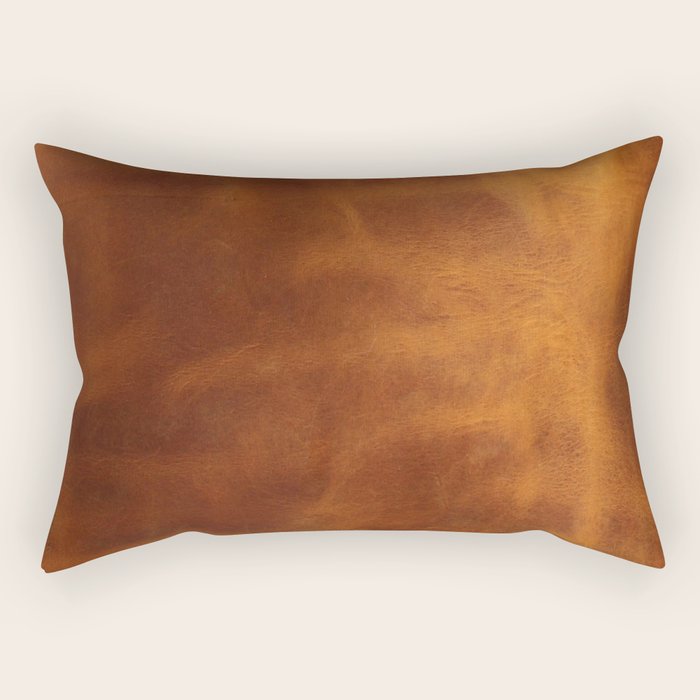 cognac suede leather ( faux  ) Rectangular Pillow Gallery Image 2