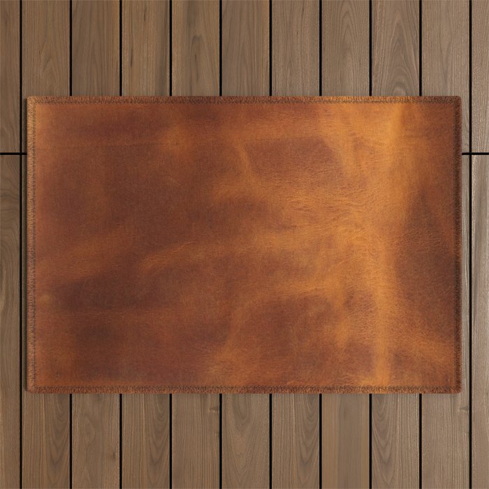 cognac suede leather ( faux  ) Outdoor Rug Gallery Image 1