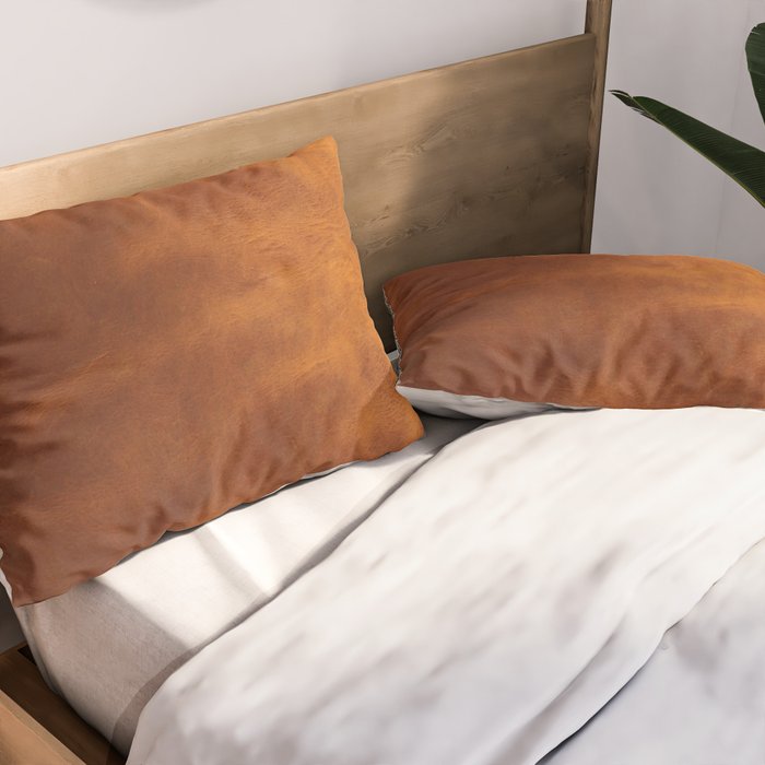 cognac suede leather ( faux  ) Pillow Sham Gallery Image 2