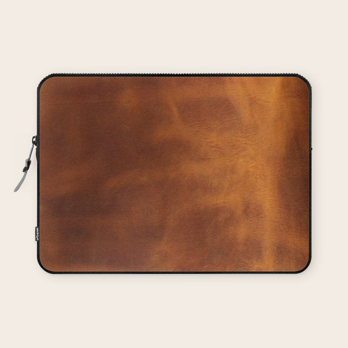 cognac suede leather ( faux  ) Laptop Sleeve Gallery Image 1