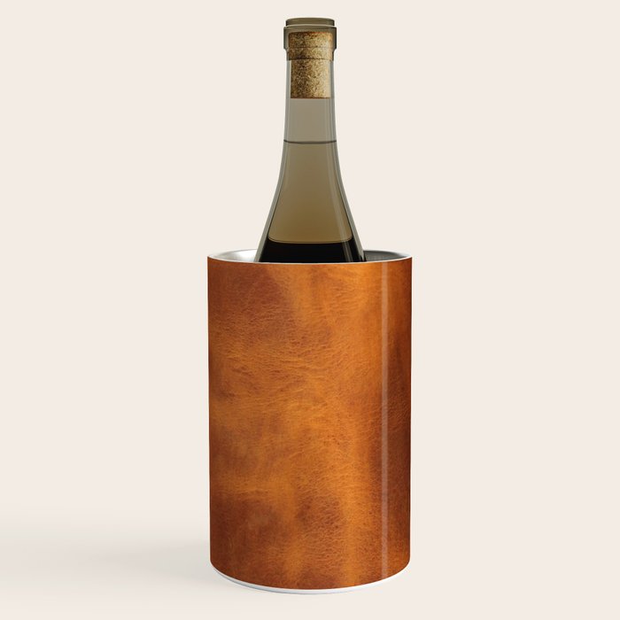 cognac suede leather ( faux  ) Wine Chiller Gallery Image 3
