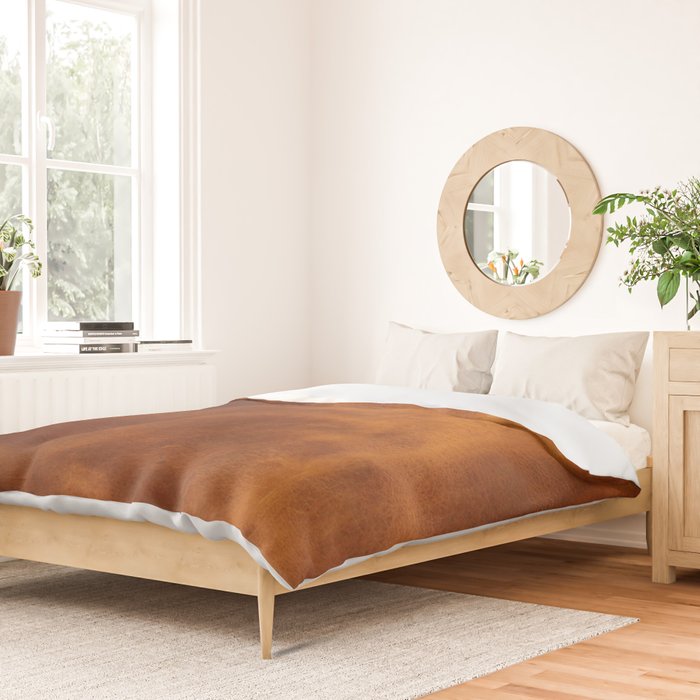 cognac suede leather ( faux  ) Duvet Cover Gallery Image 2