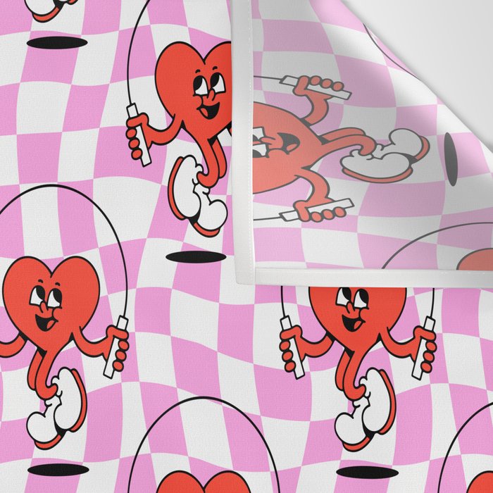 Retro love heart cartoon character pattern Wall Tapestry Gallery Image 3