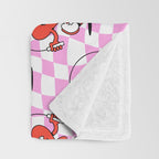 Retro love heart cartoon character pattern Throw Blanket Gallery Image 3
