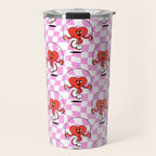 Retro love heart cartoon character pattern Travel Mug Gallery Image 1