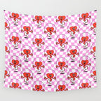Retro love heart cartoon character pattern Wall Tapestry Gallery Image 4