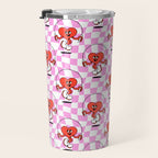 Retro love heart cartoon character pattern Travel Mug Gallery Image 3
